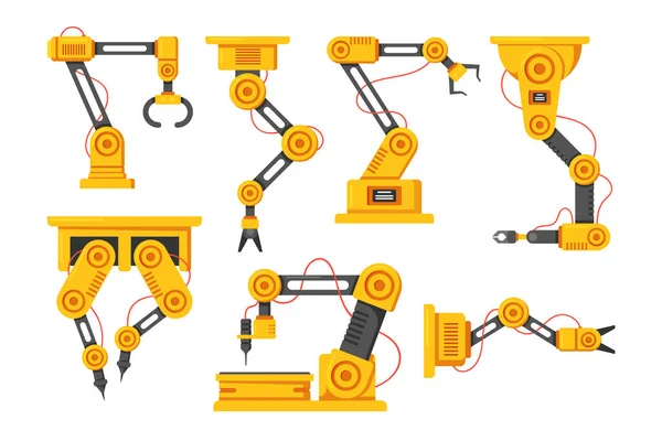 Braços Robóticos Industriais Manipulador Robôs Tecnologia Automação Fabricação Robôs Articulados — Vetor de Stock
