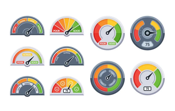 Définir Indicateur Confiance Bonne Normale Mauvaise Réputation Marque Indicateur Crédibilité — Image vectorielle