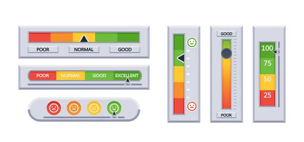 Set Indication Meters Indicator Trust Displaying Brand Reputation Client Credibility — 스톡 벡터