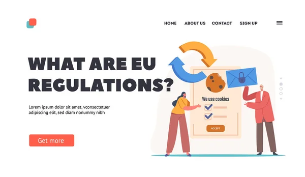 Regulations Landing Page Template Protection Personal Information Cookie Gdpr Tiny — Stock vektor