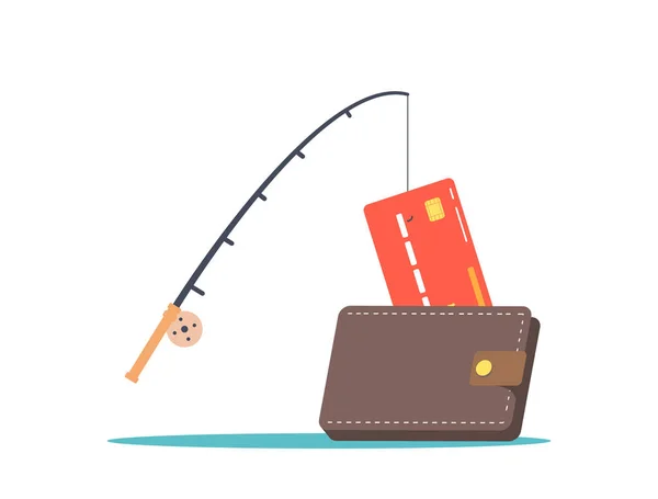 Credit Cards Hanging Rod Hook Purse Concept Fraud Activity Victims — стоковый вектор