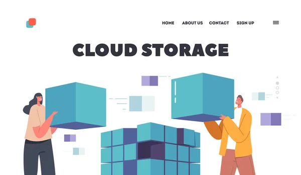 Cloud Storage Landing Page Template Database Engineering Protection Disk Infrastructure — Archivo Imágenes Vectoriales