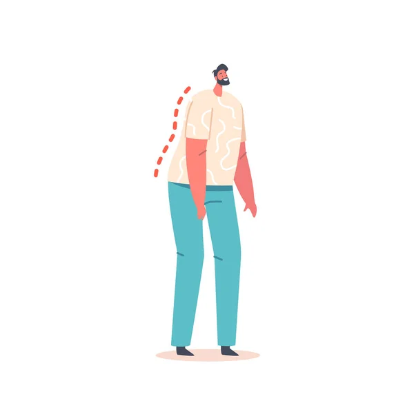Male Character Wrong Standing Position Bent Spine Head Tilt Bad — Archivo Imágenes Vectoriales