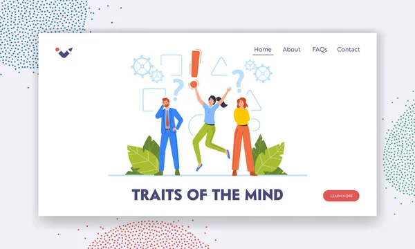 Traits Mind Landing Page Template Business People Critical Thinking Searching — Stock Vector