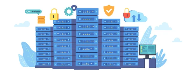 Data Center Abstract Digital Warehouse Server Room Clouds Computing Technology — Stockvektor