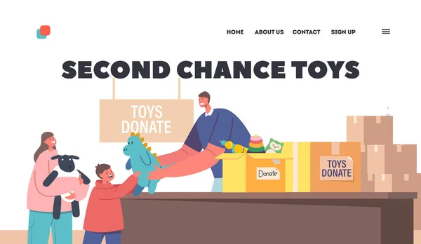 Second Chance Toys Landing Page Template Altruistic Help Kids Charity — Image vectorielle