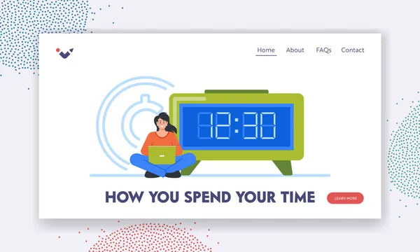 Time Management Work Productivity Working Organization Concept Landing Page Template — Image vectorielle