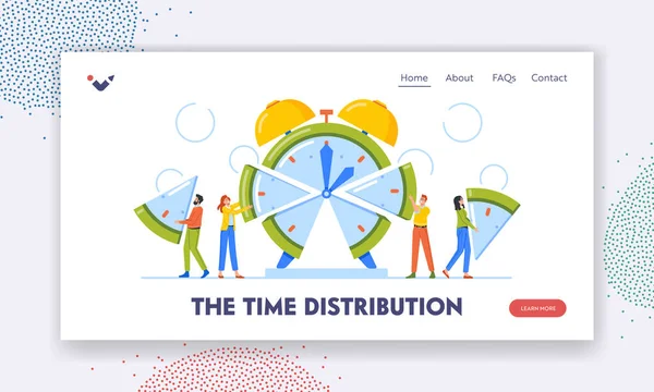 Time Distribution Landing Page Template Business People Manage Limited Time — Vetor de Stock