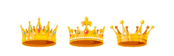 Set Medieval Royal Crowns King Queen Prince Princess Game Icons — Stock Vector