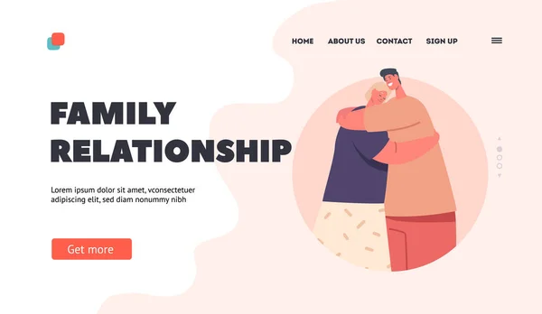 Family Relationship Landing Page Template Happy Lovers Dating Love Feelings — Vetor de Stock