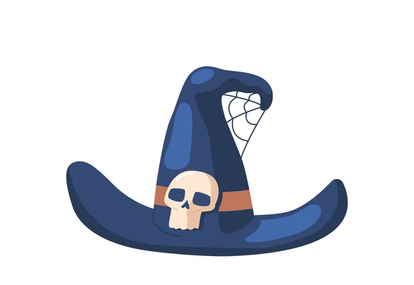 Witch Hat Icon Magician Blue Headwear Halloween Necromancer Costume Wizard — Stockový vektor