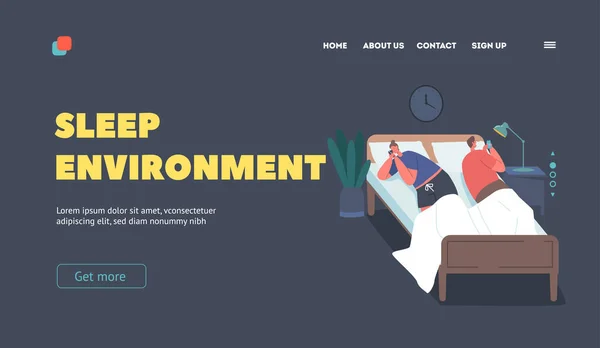 Sleep Environment Landing Page Template Internet Addiction Family Problems Young — Stock Vector