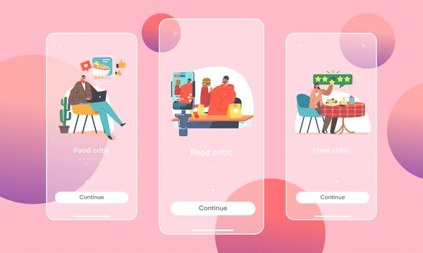 Food Critics Mobile App Page Onboard Screen Template Professional Writers — Stock vektor
