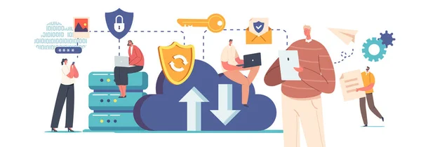 Conceito Segurança Dados Nuvem Internet Security Privacy Computer Protection Virtual —  Vetores de Stock
