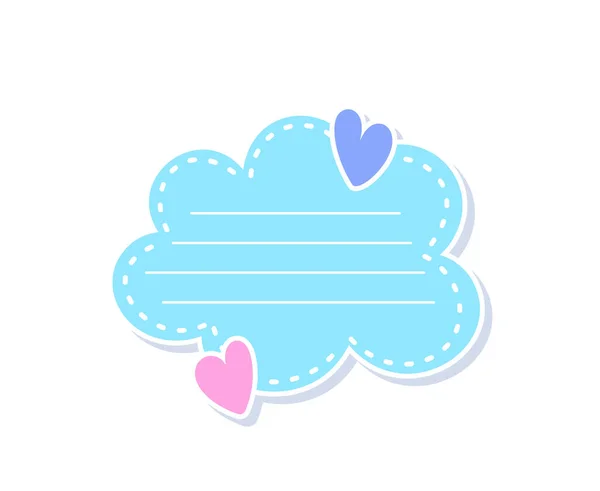 Tecknad Cloud Bullet Journal Ram Med Hjärtan Blå Bård Obs — Stock vektor