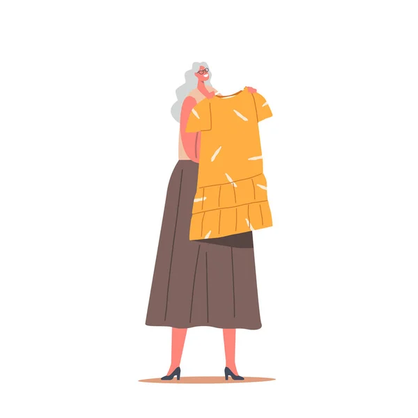 Пожилая Женщина Покупки Характера Seasonal Sale Скидка Isolated Белом Фоне — стоковый вектор