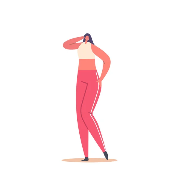 Atleta Feminino Personagem Usar Uniforme Sapatilhas Para Fitness Stand Sexy —  Vetores de Stock