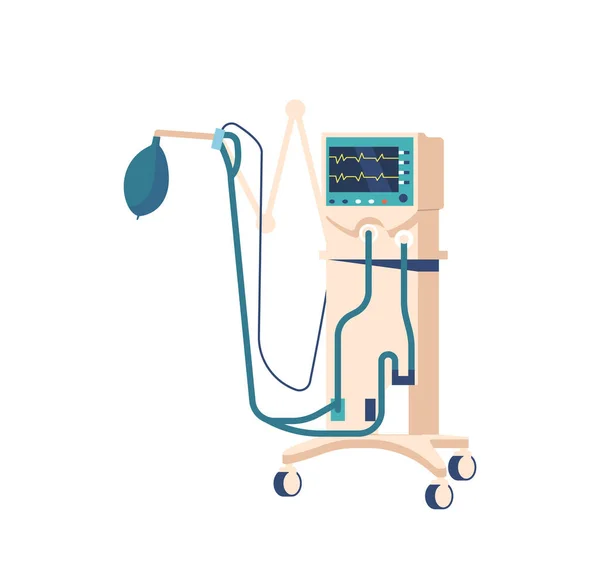 Samtida Medicinsk Utrustning Artificiell Andningsapparat För Lungventilation Och Återupplivning Patienter — Stock vektor