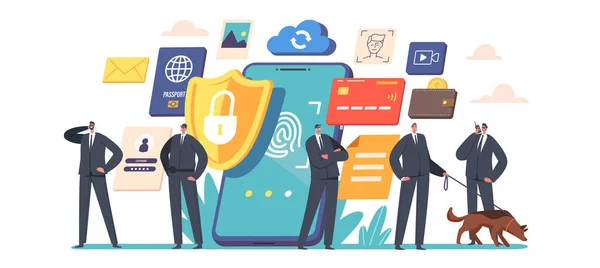 Προστασία Δεδομένων Κινητής Τηλεφωνίας Προστασία Προσωπικών Δεδομένων Στο Internet Concept — Διανυσματικό Αρχείο