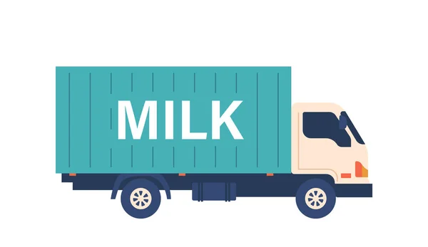 Φορτίο Γαλακτοκομικών Προϊόντων Γάλα Παράδοση Truck Side View Απομονωμένο Λευκό — Διανυσματικό Αρχείο