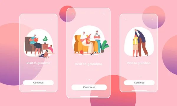 Visitez Grand Mère Mobile App Page Modèle Écran Bord Granny — Image vectorielle