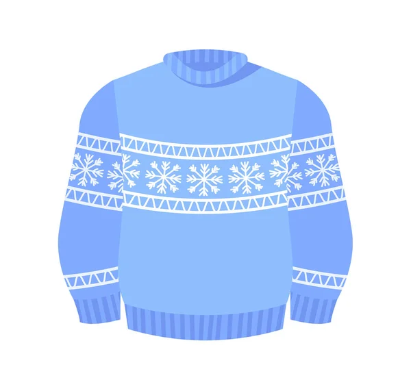 Pull Noël Laid Pull Hiver Tricoté Bleu Avec Ornement Norvégien — Image vectorielle