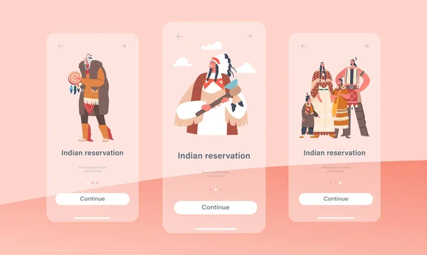 Indian Rezervare Mobile App Pagina Bord Șablon Ecran Personaje Indiene — Vector de stoc