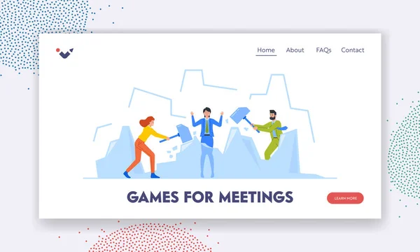 Jogos Para Reuniões Landing Page Template Conhecendo Cada Membro Aquecendo —  Vetores de Stock