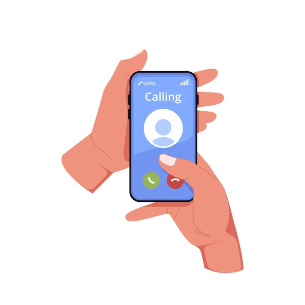 Hand Holding Κινητό Τηλέφωνο Κάθετη Θέση Απομονώνονται Λευκό Φόντο Ανθρώπινες — Διανυσματικό Αρχείο