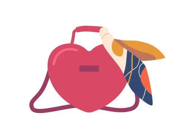 Bolsas Mujer Embrague Forma Corazón Con Bufanda Cinturón Largo Aislado — Vector de stock