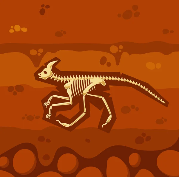 Paleontologi Science Concept Dinosaurieben Dirt Underground Clay Layer Arkeologi Ben — Stock vektor