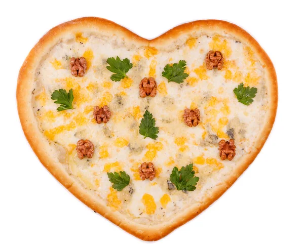 Restoran web sitesi 7 için beyaz arka planda izole edilmiş kalp şeklinde pizza