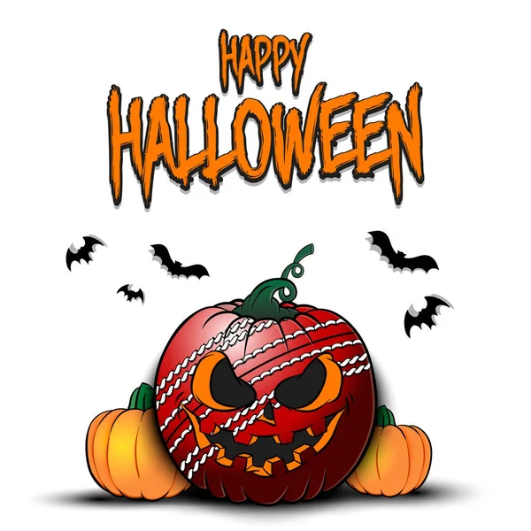 Joyeux Halloween Modèle Conception Cricket Balle Cricket Forme Citrouille Sur — Image vectorielle