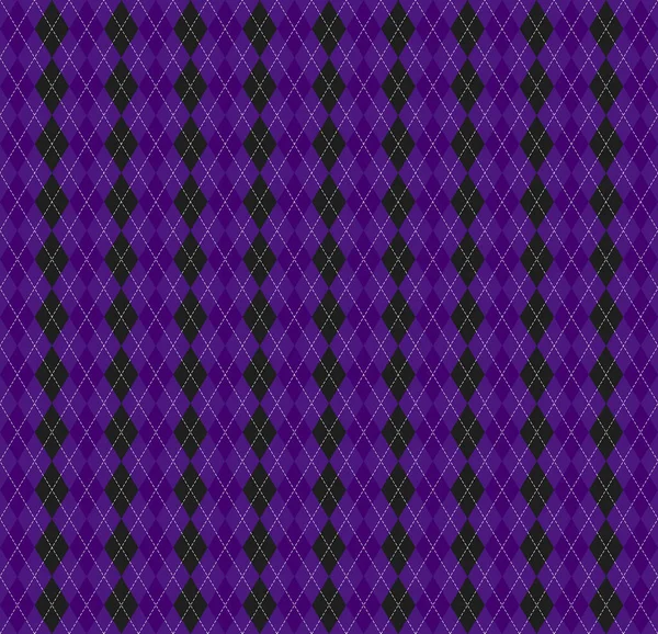 Halloween Argyle Plaid Scottish Pattern Black Violet Rhombuses Scottish Cage — Stock Vector