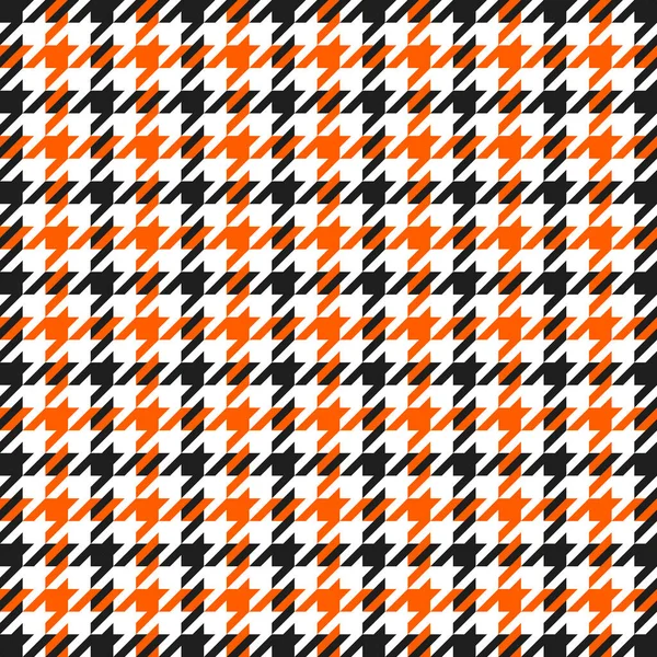 鹅的脚 乌鸦脚在橙色 黑色和白色笼中的万圣节图案 格拉德 Houndstooth Tartan Tweed 狗的牙 苏格兰笼无缝布质感 矢量说明 — 图库矢量图片