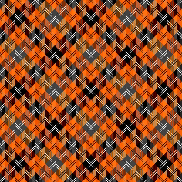 stock vector Diagonal tartan Halloween plaid. Scottish pattern in orange, gray and black cage. Scottish cage. Traditional Scottish checkered background. Seamless fabric texture. Vector illustration