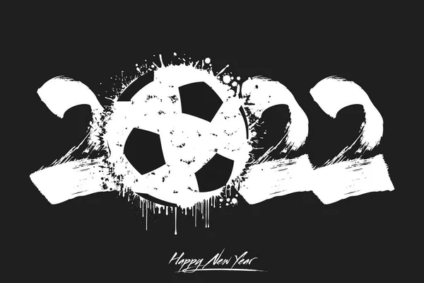 Números 2022 Uma Bola Futebol Abstrata Feita Manchas Estilo Grunge — Vetor de Stock