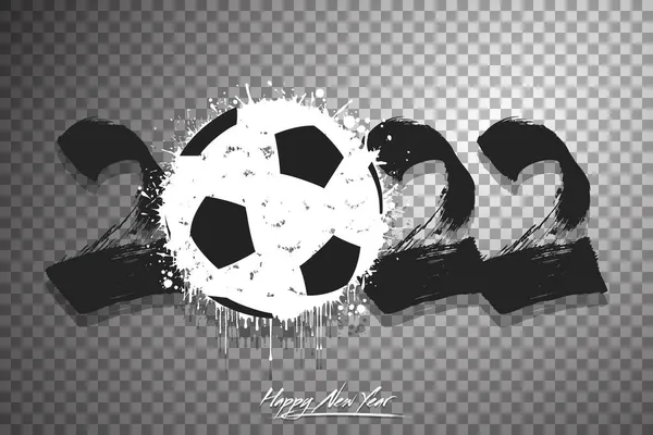 Numéros 2022 Ballon Football Abstrait Fait Taches Style Grunge Design — Image vectorielle