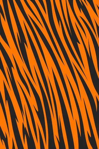 Listras Tigre Padrão Pele Animal Textura Preta Laranja Fundo Abstracto — Vetor de Stock