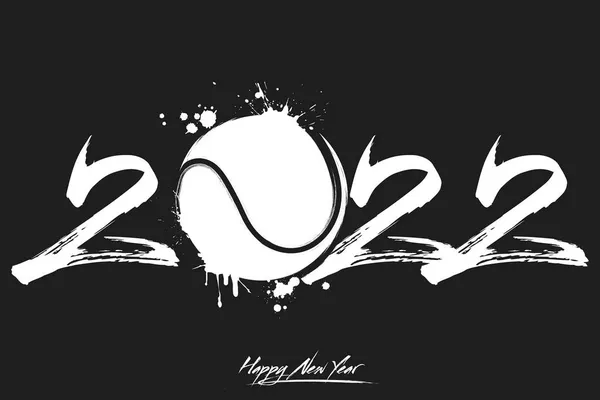 Numbers 2022 Abstract Tennis Ball Made Blots Grunge Style Design — Stock Vector