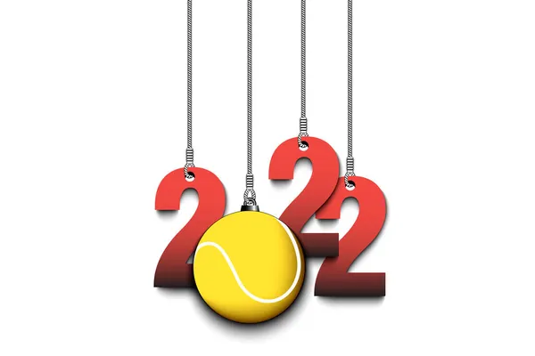 Numéros 2022 Balle Tennis Comme Décorations Noël Sont Suspendus Sur — Image vectorielle