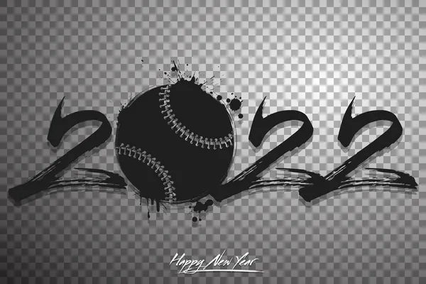 Números 2022 Una Bola Béisbol Abstracta Hecha Manchas Estilo Grunge — Archivo Imágenes Vectoriales