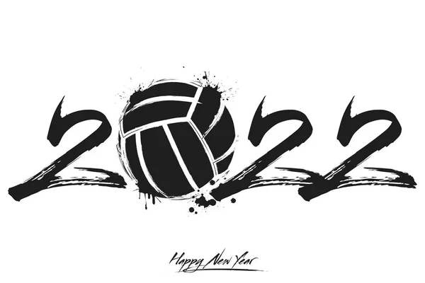Numéros 2022 Une Balle Volley Abstraite Faite Taches Style Grunge — Image vectorielle