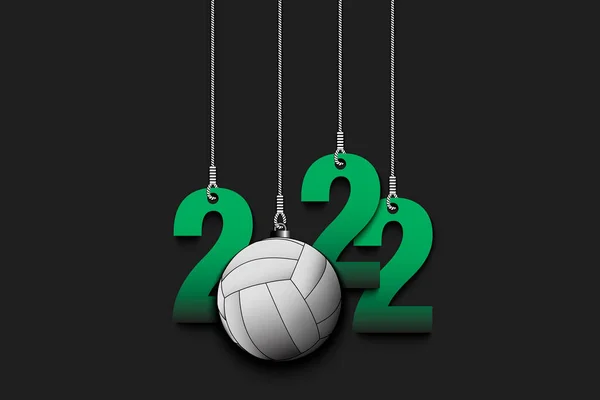 Номера 2022 Волейбольный Мяч Качестве Рождественских Украшений Висят Струнах Новый — стоковый вектор