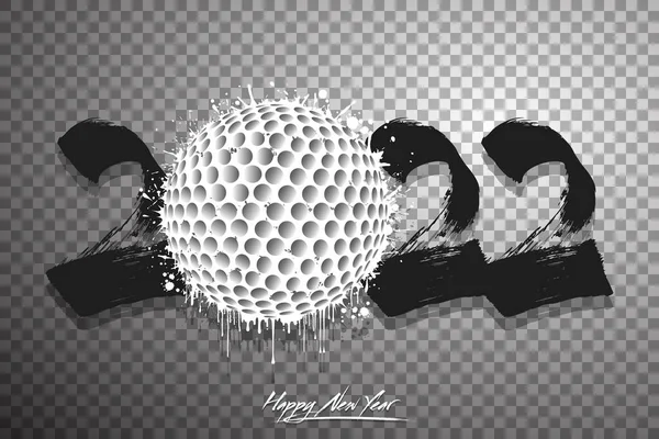 Numéros 2022 Une Balle Golf Abstraite Faite Taches Style Grunge — Image vectorielle