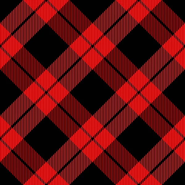 Tartan Diagonal Noël Nouvel Carreaux Motif Écossais Cage Rouge Noire — Image vectorielle