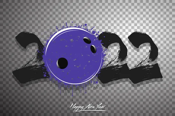 Numéros 2022 Une Boule Bowling Abstraite Faite Taches Style Grunge — Image vectorielle
