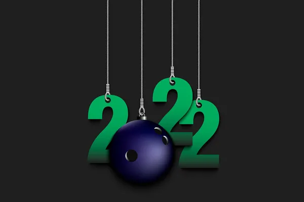 Numéros 2022 Boule Bowling Comme Décorations Noël Sont Suspendus Sur — Image vectorielle