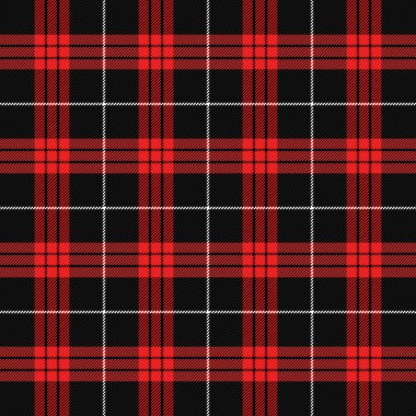Noel ve yeni yıl ekose kumaşı. İskoç desenli kırmızı, siyah ve yeşil kafes. İskoç kafesi. Geleneksel İskoç geçmişi. Kusursuz kumaş dokusu. Vektör illüstrasyonu