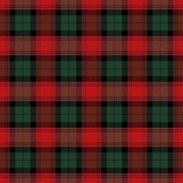 Plaid Natalizio Tartan Capodanno Modello Scozzese Gabbia Rossa Nera Verde — Vettoriale Stock